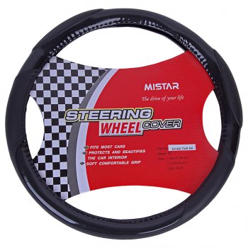 499 р. Оплетка руля (XL) 41-43см черная карбон MISTAR MISTAR mis-2014blt04e bk (xl)  с доставкой в г. Кемерово. Увеличить фотографию 1