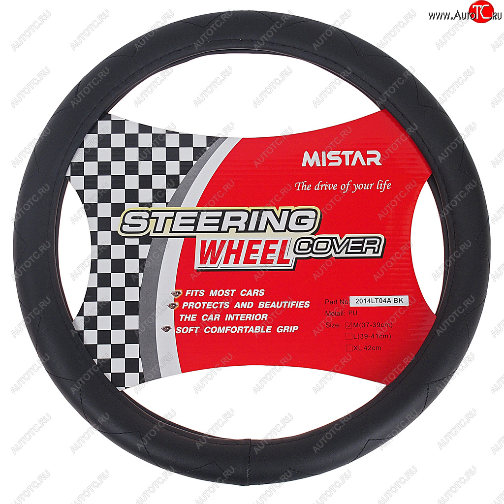 559 р. Оплетка руля (M) 37-39см черная MISTAR MISTAR mis-2014lt04a bk (m)  с доставкой в г. Кемерово