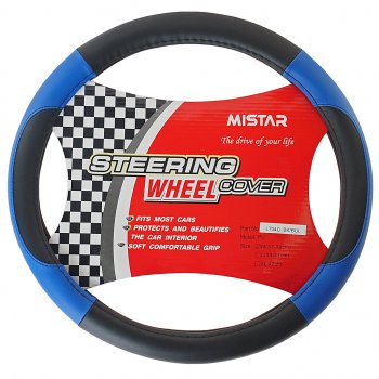559 р. Оплетка руля (M) 37-39см черно-синяя кожаная MISTAR MISTAR mis-lt34c bkbl (m)  с доставкой в г. Кемерово. Увеличить фотографию 1