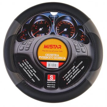 559 р. Оплетка руля (S) 35-37см черно-серая кожа MISTAR MISTAR mis-lt34c bkgy (s)  с доставкой в г. Кемерово. Увеличить фотографию 1