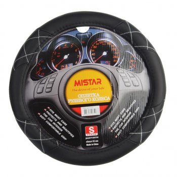 559 р. Оплетка руля (S) 35-37см черная кожа MISTAR MISTAR mis-lt35a bk (s)  с доставкой в г. Кемерово. Увеличить фотографию 1