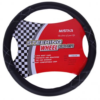 559 р. Оплетка руля (XL) 41-43см черная кожа MISTAR MISTAR mis-lt35a bk (xl)  с доставкой в г. Кемерово. Увеличить фотографию 1