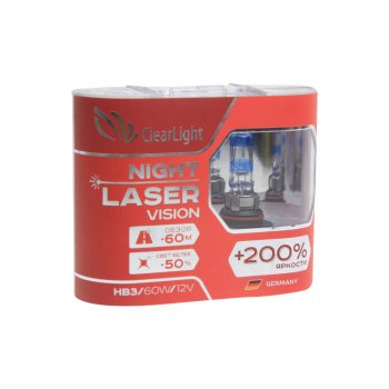 1 079 р. Лампа 12V HB3 65W +200% бокс (2шт.) Night Laser Vision CLEARLIGHT CLEARLIGHT ml9005nlv200  с доставкой в г. Кемерово. Увеличить фотографию 1