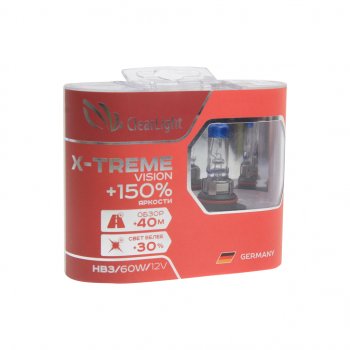 959 р. Лампа 12V HB3 65W +150% бокс (2шт.) X-treme Vision CLEARLIGHT CLEARLIGHT ml9005xtv150  с доставкой в г. Кемерово. Увеличить фотографию 1