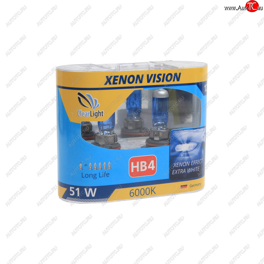 729 р. Лампа 12V HB4 55W P22d бокс (2шт.) Xenon Vision CLEARLIGHT CLEARLIGHT ml9006xv  с доставкой в г. Кемерово