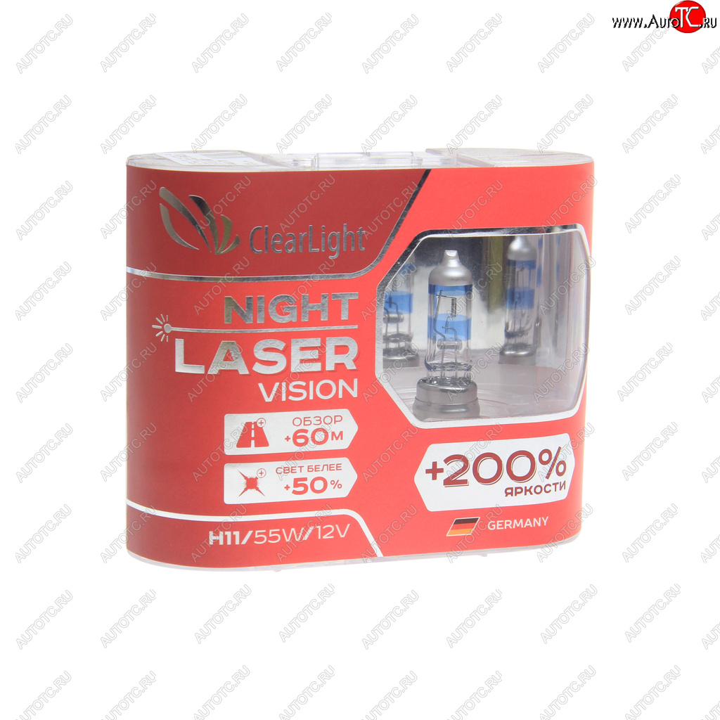 1 079 р. Лампа 12V H11 55W +200% бокс (2шт.) Night Laser Vision CLEARLIGHT CLEARLIGHT mlh11nlv200  с доставкой в г. Кемерово