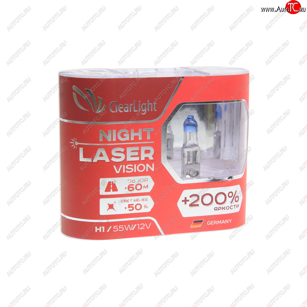 749 р. Лампа 12V H1 55W +200% бокс (2шт.) Night Laser Vision CLEARLIGHT CLEARLIGHT mlh1nlv200  с доставкой в г. Кемерово