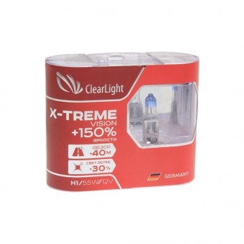 639 р. Лампа 12V H1 55W +150% бокс (2шт.) X-treme Vision CLEARLIGHT CLEARLIGHT mlh1xtv150  с доставкой в г. Кемерово. Увеличить фотографию 1