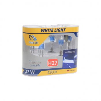 589 р. Лампа 12V H27 27W бокс (2шт.) White Light CLEARLIGHT CLEARLIGHT mlh27wl  с доставкой в г. Кемерово. Увеличить фотографию 1