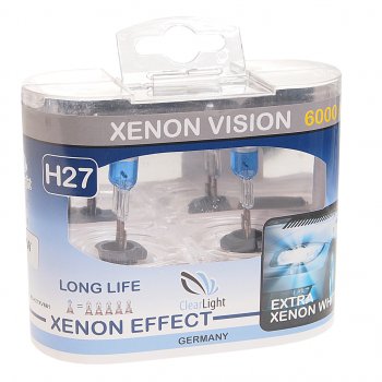 649 р. Лампа 12V H27 27W бокс (2шт.) Xenon Vision CLEARLIGHT CLEARLIGHT mlh27xv  с доставкой в г. Кемерово. Увеличить фотографию 1