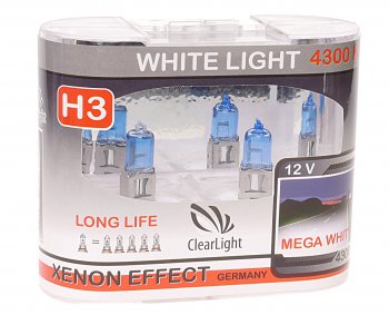 489 р. Лампа 12V H3 55W РK22s бокс (2шт.) White Light CLEARLIGHT CLEARLIGHT mlh3wl  с доставкой в г. Кемерово. Увеличить фотографию 1