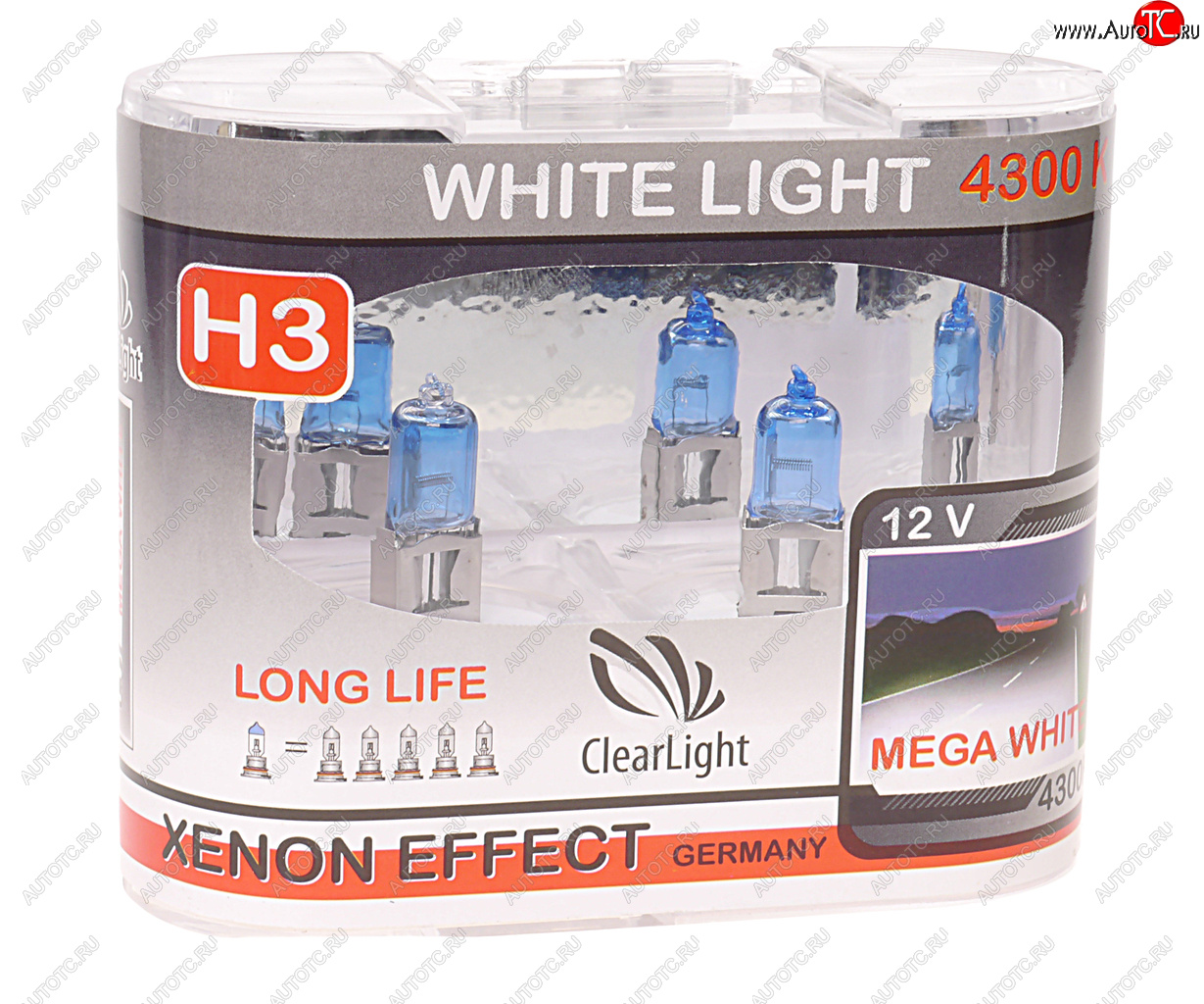 489 р. Лампа 12V H3 55W РK22s бокс (2шт.) White Light CLEARLIGHT CLEARLIGHT mlh3wl  с доставкой в г. Кемерово