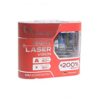 1 079 р. Лампа 12V H4 6055W P43t +200% бокс (2шт.) Night Laser Vision CLEARLIGHT CLEARLIGHT mlh4nlv200  с доставкой в г. Кемерово. Увеличить фотографию 1