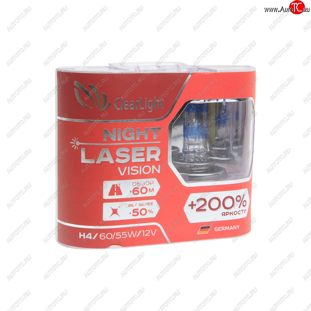 1 079 р. Лампа 12V H4 6055W P43t +200% бокс (2шт.) Night Laser Vision CLEARLIGHT CLEARLIGHT mlh4nlv200  с доставкой в г. Кемерово