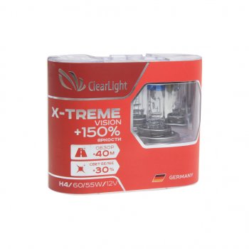 979 р. Лампа 12V H4 6055W P43t +150% бокс (2шт.) X-treme Vision CLEARLIGHT CLEARLIGHT mlh4xtv150  с доставкой в г. Кемерово. Увеличить фотографию 1