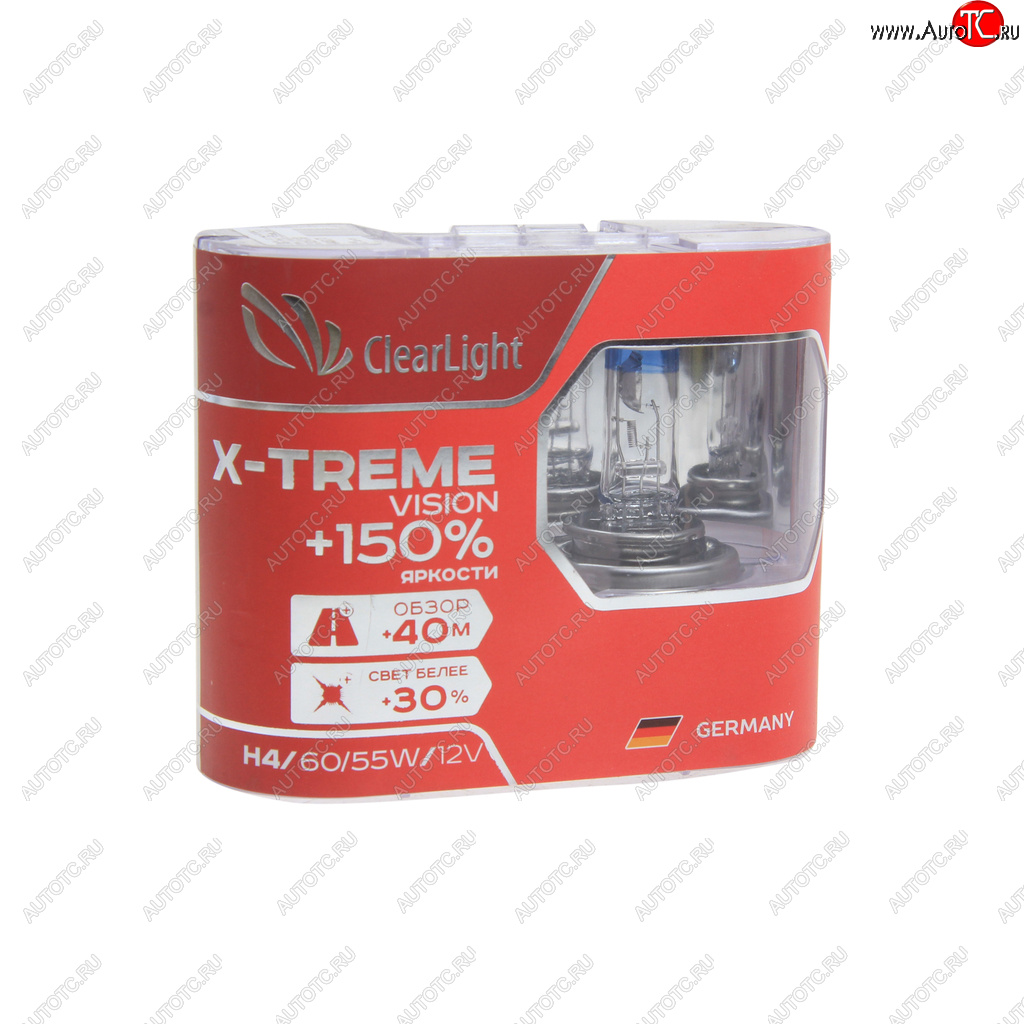 979 р. Лампа 12V H4 6055W P43t +150% бокс (2шт.) X-treme Vision CLEARLIGHT CLEARLIGHT mlh4xtv150  с доставкой в г. Кемерово