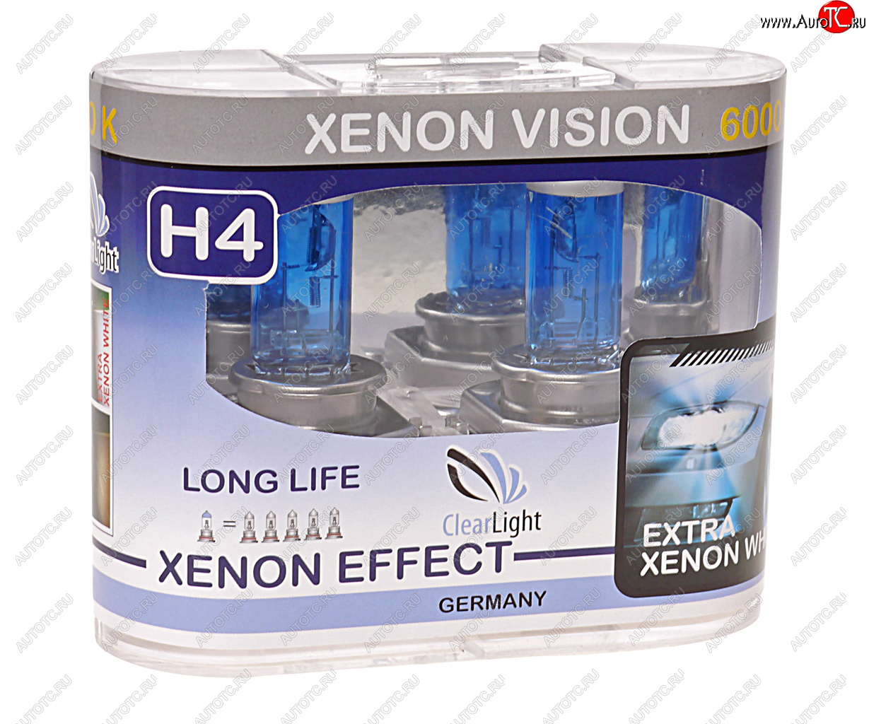 799 р. Лампа 12V H4 6055W P43t бокс (2шт.) Xenon Vision CLEARLIGHT CLEARLIGHT mlh4xv  с доставкой в г. Кемерово
