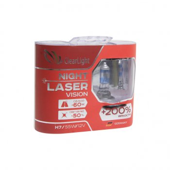 Лампа 12V H7 55W +200% (2шт.) Night Laser Vision CLEARLIGHT Audi 80 B4 седан (1992-1996)