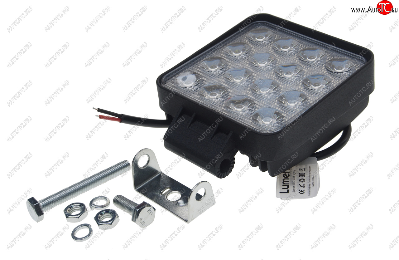 1 529 р. Фара рабочего света 106x106x40мм 48Вт (16 светодиодов) IP67 Super Slim Flood LUMEN LUMEN mlp-sse48ws-2418f  с доставкой в г. Кемерово
