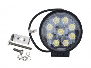 1 369 р. Фара рабочего света круглая 125x110x50мм 27Вт (9 светодиодов) IP68 Standart Flood LUMEN LUMEN mlp-ste27wr1261f  с доставкой в г. Кемерово. Увеличить фотографию 2