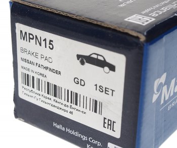 1 299 р. Колодки тормозные NISSAN Pathfinder,Navara (2.5 CDI) R16 передние (4шт.) MANDO MANDO mpn15 MANDO mpn15  с доставкой в г. Кемерово. Увеличить фотографию 3