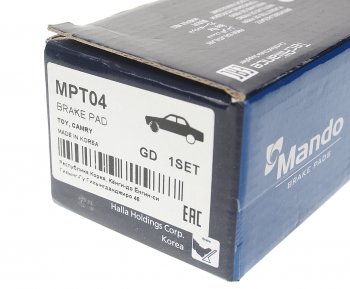 1 079 р. Колодки тормозные TOYOTA Corolla (92-01),Carina E (92-96),Rav 4 (94-95) передние (4шт.) MANDO MANDO mpt04  с доставкой в г. Кемерово. Увеличить фотографию 3