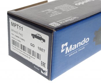 899 р. Колодки тормозные TOYOTA Yaris (1.0-1.3) (99-03) передние (4шт.) MANDO MANDO mpt11 MANDO mpt11  с доставкой в г. Кемерово. Увеличить фотографию 3
