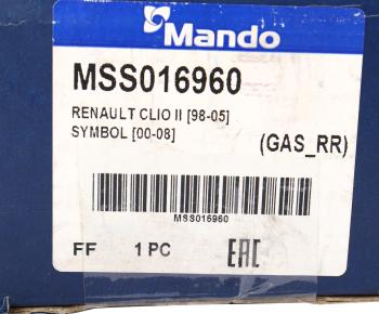 3 399 р. Амортизатор RENAULT Clio (98-05) задний левый/правый газовый MANDO MANDO mss016960 MANDO mss016960  с доставкой в г. Кемерово. Увеличить фотографию 3