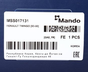3 499 р. Амортизатор RENAULT Twingo (93-) передний левый/правый газовый MANDO MANDO mss017131 MANDO mss017131  с доставкой в г. Кемерово. Увеличить фотографию 3