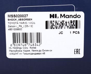 5 499 р. Амортизатор TOYOTA Yaris (99-) передний левыйправый газовый MANDO MANDO mss020027  с доставкой в г. Кемерово. Увеличить фотографию 4