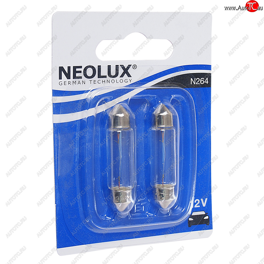 162 р. Лампа 12V C10W SV8.5-8 41мм 100лм блистер (2шт.) Standard NEOLUX NEOLUX n264-02b  с доставкой в г. Кемерово