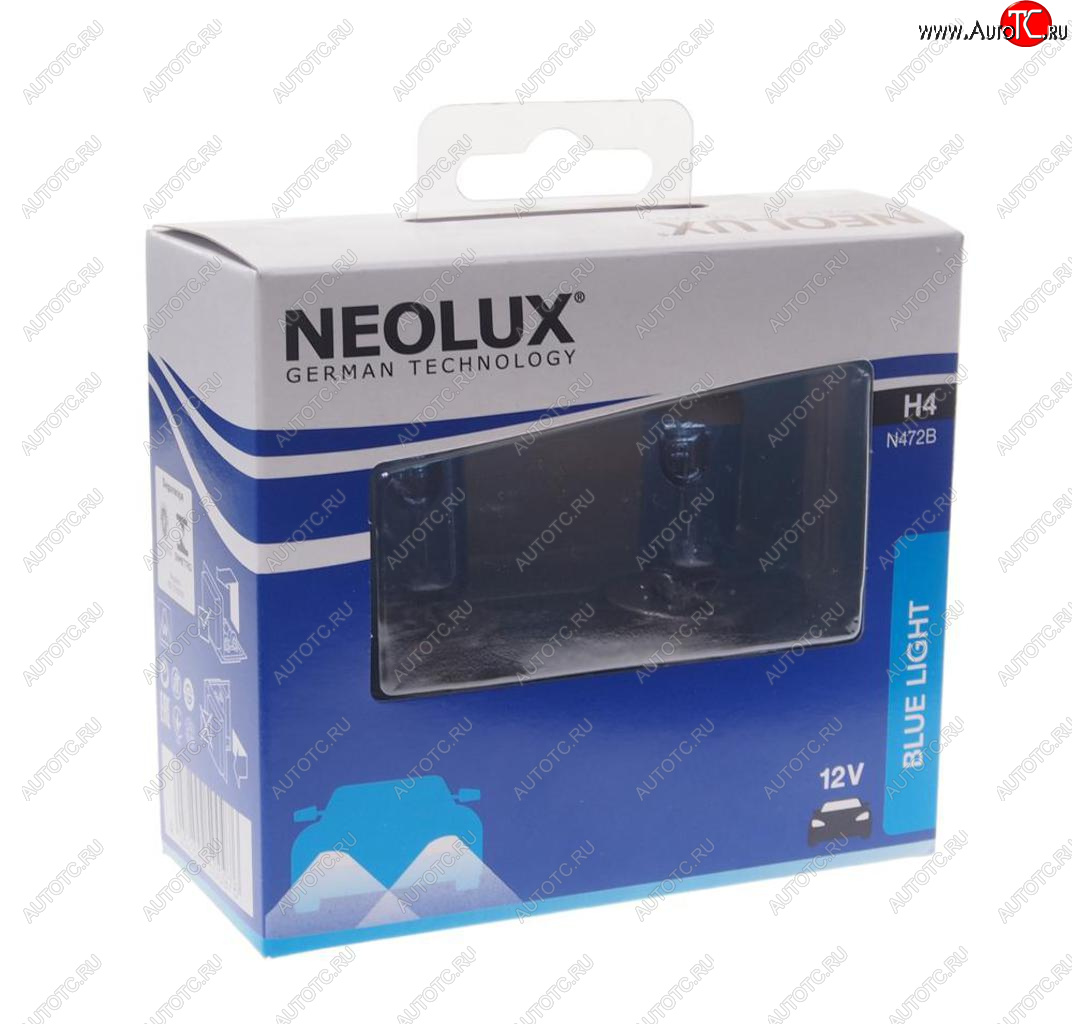 969 р. Лампа 12V H4 6055W P43t 4000К 16501000лм бокс (2шт.) Blue Light NEOLUX NEOLUX n472b-2scb  с доставкой в г. Кемерово