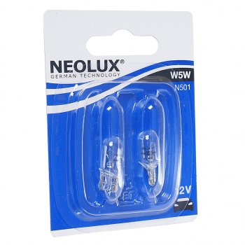 101 р. Лампа 12V W5W T10W W2.1x9.5d блистер (2шт.) Standard NEOLUX NEOLUX n501-02b  с доставкой в г. Кемерово. Увеличить фотографию 1