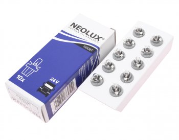 130 р. Лампа 24V 1.2W B8.5d серый патрон Standard NEOLUX NEOLUX n508t  с доставкой в г. Кемерово. Увеличить фотографию 1