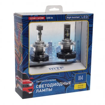 6 599 р. Лампа светодиодная 12V H4 P43t бокс (2шт.) MTF MTF nah04k4  с доставкой в г. Кемерово. Увеличить фотографию 1