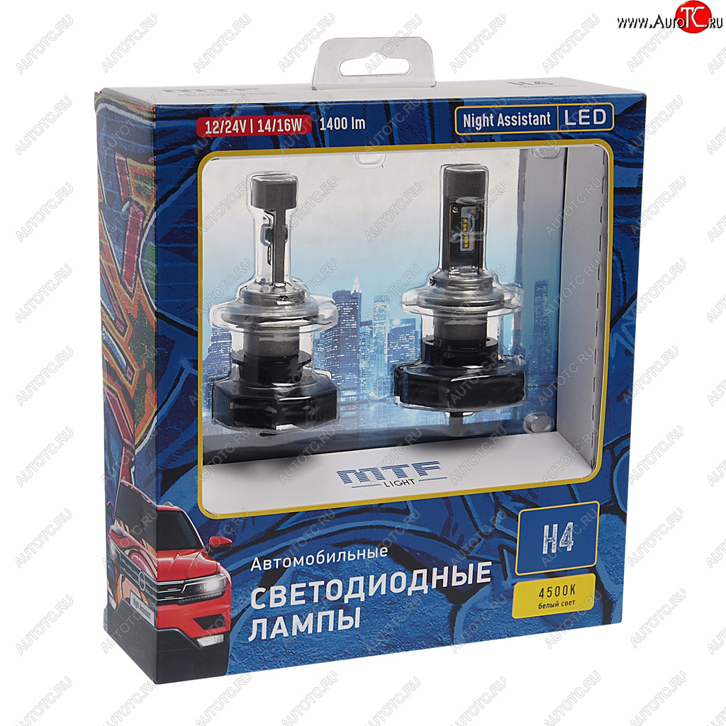 6 599 р. Лампа светодиодная 12V H4 P43t бокс (2шт.) MTF MTF nah04k4  с доставкой в г. Кемерово