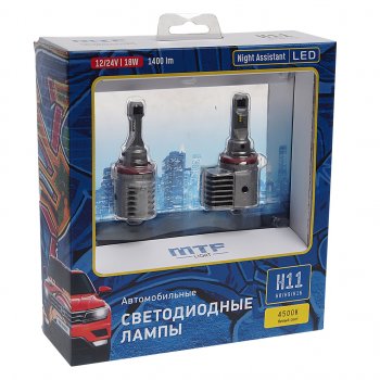5 649 р. Лампа светодиодная 12V H11H16H8H9 PGJ19-2 бокс (2шт.) MTF MTF nah11k4  с доставкой в г. Кемерово. Увеличить фотографию 1