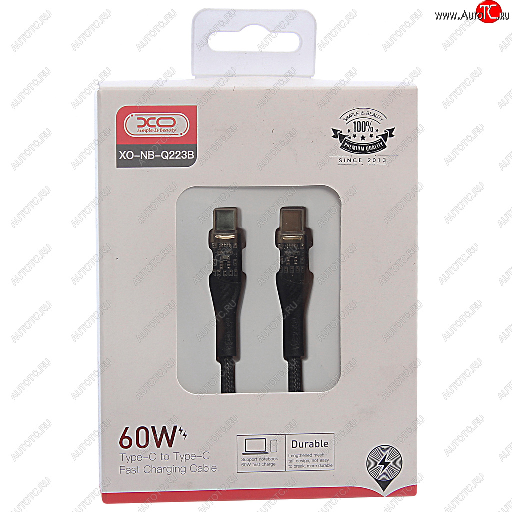 399 р. Кабель USB Type C-USB Type C 1м золото XO XO nb-q223b black  с доставкой в г. Кемерово