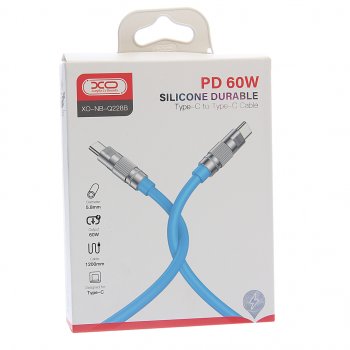 429 р. Кабель USB Type C-USB Type C 1.2м синий XO XO nb-q228b blue  с доставкой в г. Кемерово. Увеличить фотографию 2
