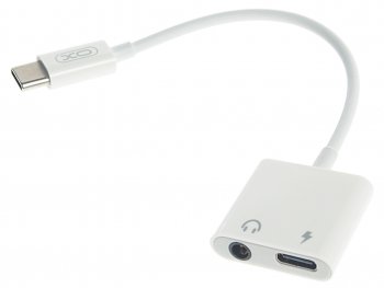 429 р. Переходник USB Type C на jack 3.5 + зарядка белый XO XO nb-r172d white  с доставкой в г. Кемерово. Увеличить фотографию 1