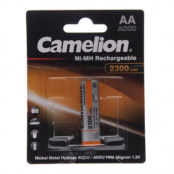 339 р. Батарейка AA HR6 1.2V аккумулятор Ni-MH 2300mAh блистер 2шт. (цена за 1шт.) CAMELION CAMELION nh-aa2300bp2  с доставкой в г. Кемерово. Увеличить фотографию 1