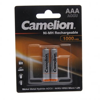193 р. Батарейка AAA HR03 1.2V аккумулятор Ni-MH 1000mAh блистер 2шт. (цена за 1шт.) CAMELION CAMELION nh-aaa1000bp2  с доставкой в г. Кемерово. Увеличить фотографию 3