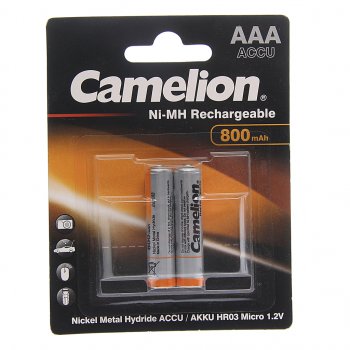 171 р. Батарейка AAA HR03 1.2V аккумулятор Ni-MH 800mAh блистер 2шт. (цена за 1шт.) CAMELION CAMELION nh-aaa800bp2  с доставкой в г. Кемерово. Увеличить фотографию 2