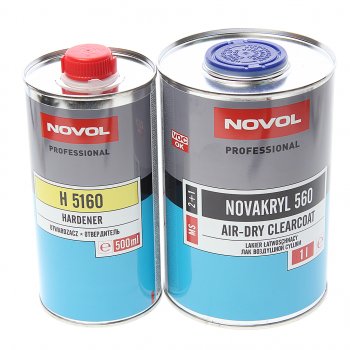 2 799 р. Лак акриловый NOVAKRYL 560 MS 2+1 1л устойчивый к царапинам c отвердителем H5160 0.5л NOVOL NOVOL novol NOVOL novol  с доставкой в г. Кемерово. Увеличить фотографию 1