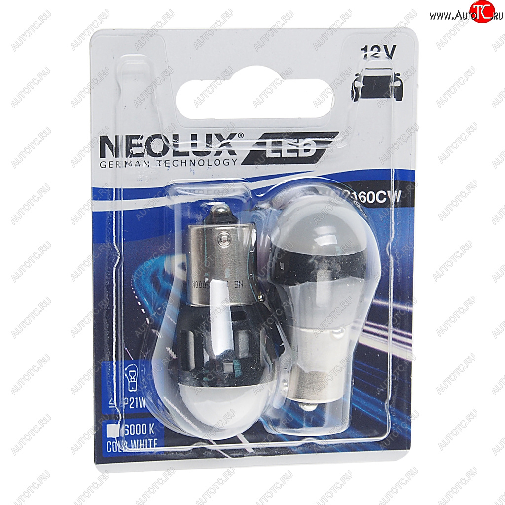 1 179 р. Лампа светодиодная 12V P21W BA15s 6000K 85лм блистер (2шт.) LED Cool White NEOLUX NEOLUX np2160cw-02b  с доставкой в г. Кемерово