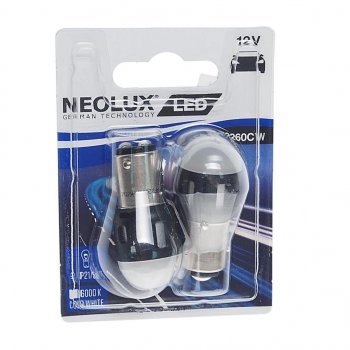 899 р. Лампа светодиодная 12V P215W BAY15d 6000K 8525лм блистер (2шт.) LED Cool White NEOLUX NEOLUX np2260cw-02b  с доставкой в г. Кемерово. Увеличить фотографию 1