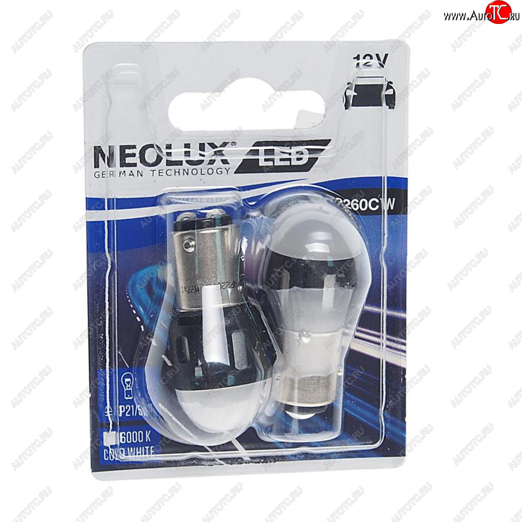 899 р. Лампа светодиодная 12V P215W BAY15d 6000K 8525лм блистер (2шт.) LED Cool White NEOLUX NEOLUX np2260cw-02b  с доставкой в г. Кемерово