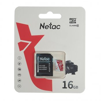 299 р. Карта памяти 16GB MicroSD class 10 + SD адаптер NETAC NETAC nt02p500eco-016g-r  с доставкой в г. Кемерово. Увеличить фотографию 1