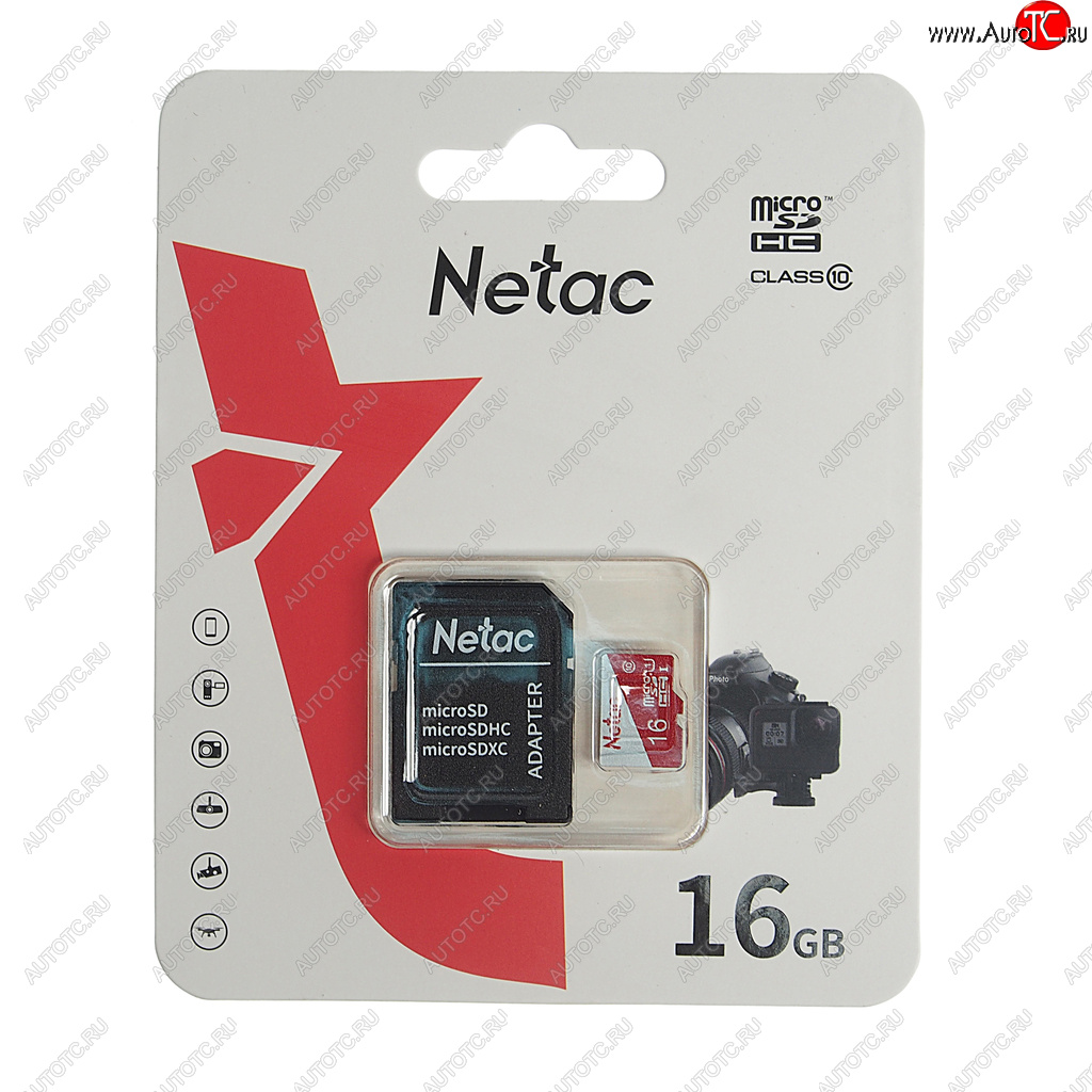 299 р. Карта памяти 16GB MicroSD class 10 + SD адаптер NETAC NETAC nt02p500eco-016g-r  с доставкой в г. Кемерово