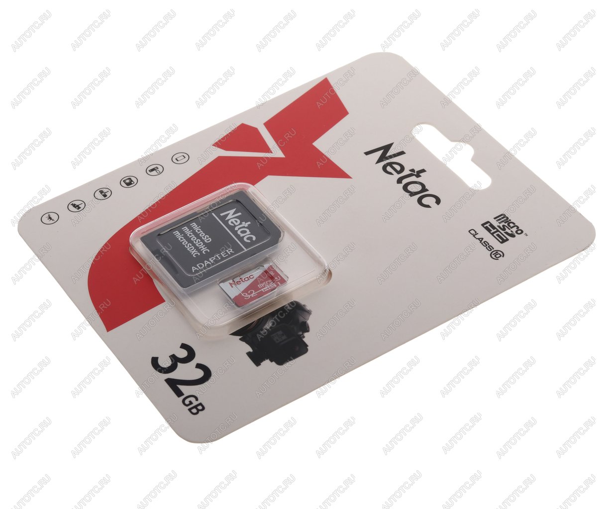 389 р. Карта памяти 32GB MicroSD class 10 + SD адаптер NETAC NETAC nt02p500eco-032g-r  с доставкой в г. Кемерово
